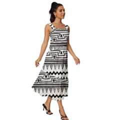 Square Neckline Tiered Midi Dress 