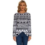 Boho-style-pattern Long Sleeve Crew Neck Pullover Top