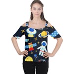 Space Seamless Pattern Cutout Shoulder Tee