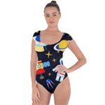 Space Seamless Pattern Short Sleeve Leotard 