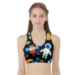 Space Seamless Pattern Sports Bra with Border