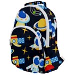 Space Seamless Pattern Rounded Multi Pocket Backpack