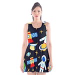 Space Seamless Pattern Scoop Neck Skater Dress