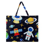 Space Seamless Pattern Zipper Large Tote Bag