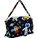 Space Seamless Pattern Canvas Crossbody Bag