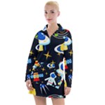 Space Seamless Pattern Women s Long Sleeve Casual Dress