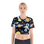 Space Seamless Pattern Cotton Crop Top