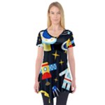 Space Seamless Pattern Short Sleeve Tunic 