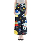 Space Seamless Pattern Full Length Maxi Skirt