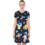 Space Seamless Pattern Adorable in Chiffon Dress