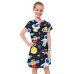 Space Seamless Pattern Kids  Drop Waist Dress