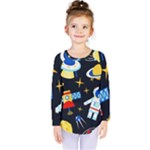 Space Seamless Pattern Kids  Long Sleeve Tee