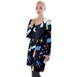 Space Seamless Pattern Hooded Pocket Cardigan