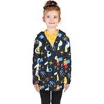 Space Seamless Pattern Kids  Double Breasted Button Coat