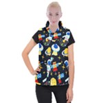 Space Seamless Pattern Women s Button Up Vest