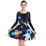 Space Seamless Pattern Plunge Pinafore Dress