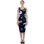 Space Seamless Pattern Sleeveless Pencil Dress