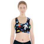 Space Seamless Pattern Sports Bra With Pocket