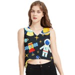 Space Seamless Pattern V-Neck Cropped Tank Top