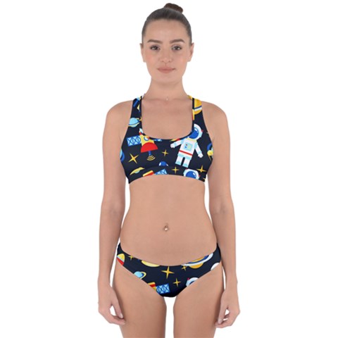 Space Seamless Pattern Cross Back Hipster Bikini Set from ArtsNow.com