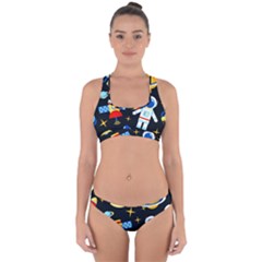 Space Seamless Pattern Cross Back Hipster Bikini Set from ArtsNow.com