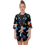 Space Seamless Pattern Open Front Chiffon Kimono