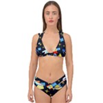 Space Seamless Pattern Double Strap Halter Bikini Set