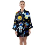 Space Seamless Pattern Long Sleeve Satin Kimono