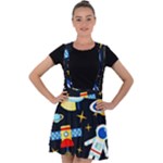 Space Seamless Pattern Velvet Suspender Skater Skirt