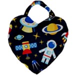 Space Seamless Pattern Giant Heart Shaped Tote