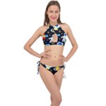 Space Seamless Pattern Cross Front Halter Bikini Set