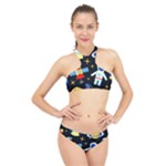 Space Seamless Pattern High Neck Bikini Set