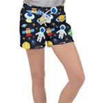 Space Seamless Pattern Women s Velour Lounge Shorts