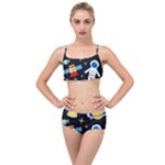 Space Seamless Pattern Layered Top Bikini Set