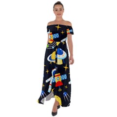 Off Shoulder Open Front Chiffon Dress 
