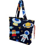 Space Seamless Pattern Drawstring Tote Bag