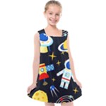 Space Seamless Pattern Kids  Cross Back Dress