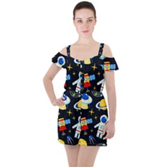 Ruffle Cut Out Chiffon Playsuit 