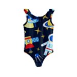 Space Seamless Pattern Kids  Frill Swimsuit