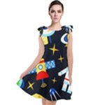 Space Seamless Pattern Tie Up Tunic Dress