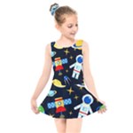 Space Seamless Pattern Kids  Skater Dress Swimsuit