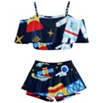 Space Seamless Pattern Kids  Off Shoulder Skirt Bikini