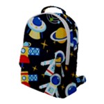 Space Seamless Pattern Flap Pocket Backpack (Large)