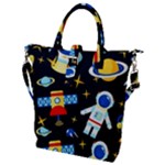 Space Seamless Pattern Buckle Top Tote Bag