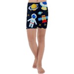 Space Seamless Pattern Kids  Lightweight Velour Capri Yoga Leggings