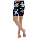 Space Seamless Pattern Kids  Lightweight Velour Cropped Yoga Leggings