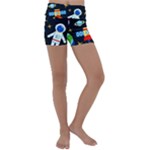 Space Seamless Pattern Kids  Lightweight Velour Yoga Shorts