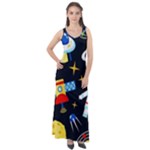 Space Seamless Pattern Sleeveless Velour Maxi Dress