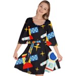 Space Seamless Pattern Velour Kimono Dress