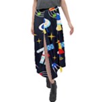 Space Seamless Pattern Velour Split Maxi Skirt